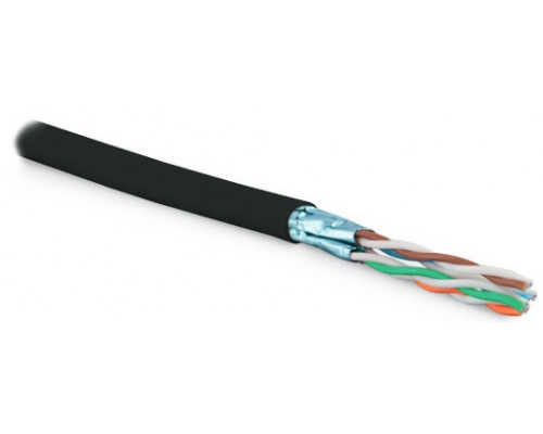 Кабель витая пара Hyperline, LSZH (нг(A)-HF), U/FTP, кат. 6, проводник Ø 0,57мм, 500м, катушка, тип прокладки: снаружи зданий, цвет: чёрный