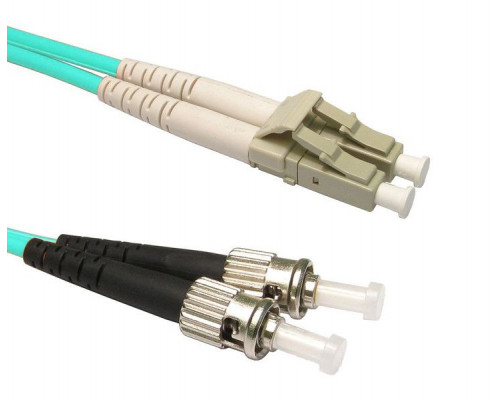 Комм. шнур оптический Hyperline, Duplex LC/ST, OM3 50/125, LSZH, 15м, Ø 2мм, цвет: голубой