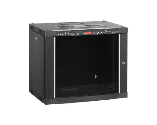 Шкаф телекоммуникационный настенный Lande NETbox, 19", 9U, 512х600х450 мм (ВхШхГ), дверь: металл, цвет: чёрный