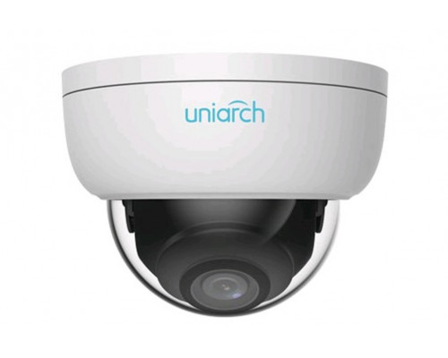 Сетевая IP видеокамера Uniview Uniarch, купольная, помещ./улица, 2Мп, 1/2,9’, 1920х1080, 25к/с, ИК, цв:0,02лк, об-в:4мм, IPC-D112-PF40