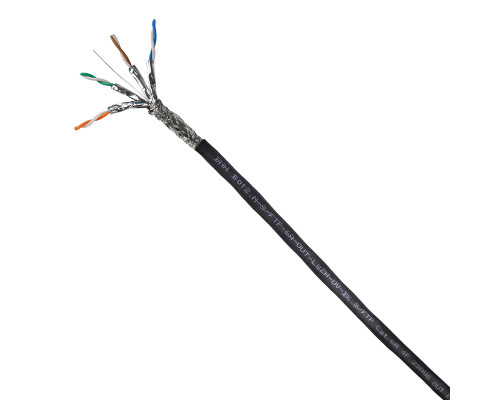 Кабель витая пара BNH, LSZH-UV (нг(A)-HF), S/FTP, кат. 6a, проводник Ø 0,57мм, 305м, бухта, тип прокладки: снаружи зданий, цвет: чёрный