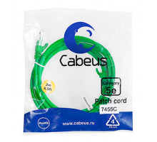 Патч-корд Cabeus PC-UTP-RJ45-Cat.5e-2m-GN-LSZH Кат.5е 2 м зеленый