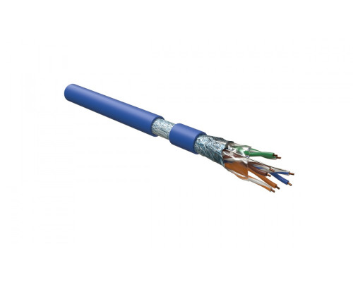 Кабель витая пара Hyperline, LSZH (нг(A)-HF), F/UTP, кат. 5е, проводник Ø 0,51мм, 305м, бухта, тип прокладки: внутри зданий, цвет: синий