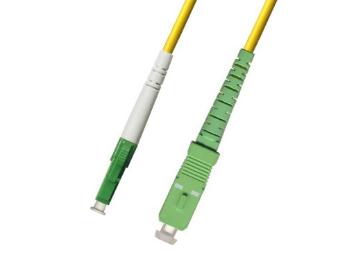 Комм. шнур оптический Hyperline, Simplex LC/SC (APC), OS2 9/125, LSZH, 3м, Ø 2мм, зелёный хвостовик, цвет: жёлтый