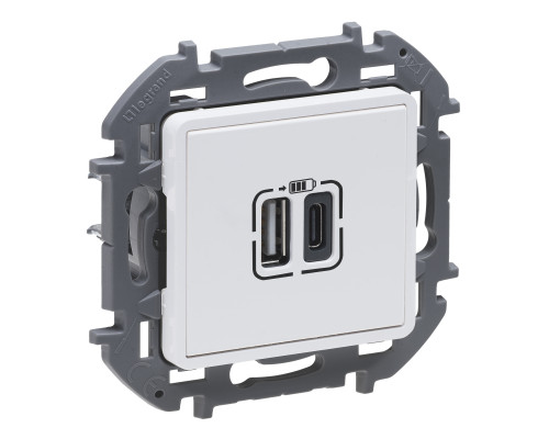 Розетка информационная Legrand INSPIRIA, 2x USB, 75,8х75,8 мм (ВхШ), цвет: белый, (LEG.673760)