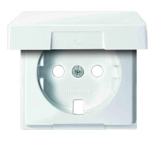Лиц. панель розеточная Merten System M, 1х Schuko, плоская, внутренняя, цвет: полярно-белый, с крышкой (MTN2341-0319)