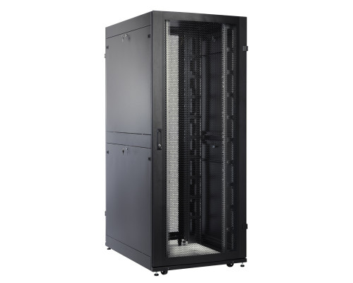Шкаф серверный ПРОФ напольный 48U (800x1000) дверь перфор., задние двойные перфор., черный, в сборе