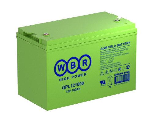 Аккумулятор для ИБП WBR GPL, 329,5х172,3х222 мм (ВхШхГ),  необслуживаемый свинцово-кислотный,  12V/100 Ач, (GPL121000 WBR)