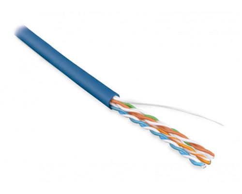 Кабель витая пара Hyperline, LSZH (нг(A)-HF), U/UTP, кат. 5е, проводник Ø 0,51мм, 100м, бухта, тип прокладки: внутри зданий, цвет: синий
