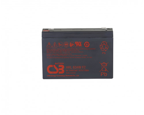 Аккумулятор для ИБП CSB Battery HRL, 94,3х34х150,9 мм (ВхШхГ),  необслуживаемый свинцово-кислотный,  6V/, (HRL 634 W)