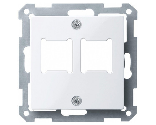 Лиц. панель розеточная Merten System M, 2х RJ11/RJ45, плоская, внутренняя, цвет: полярно-белый (MTN291619)